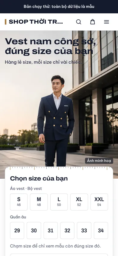 Web bán trên điện thoại (dữ liệu mẫu)