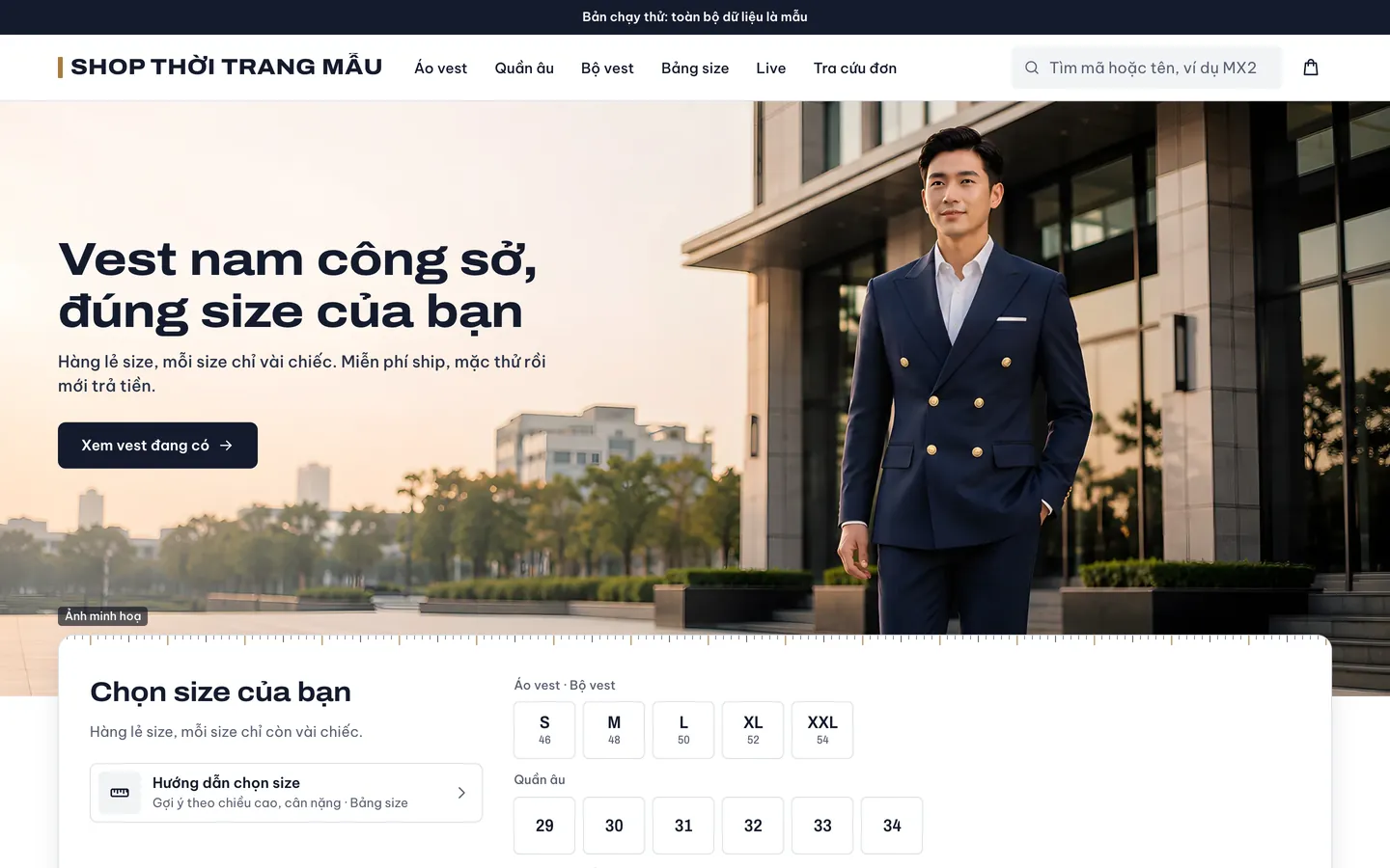 Màn hình Web bán